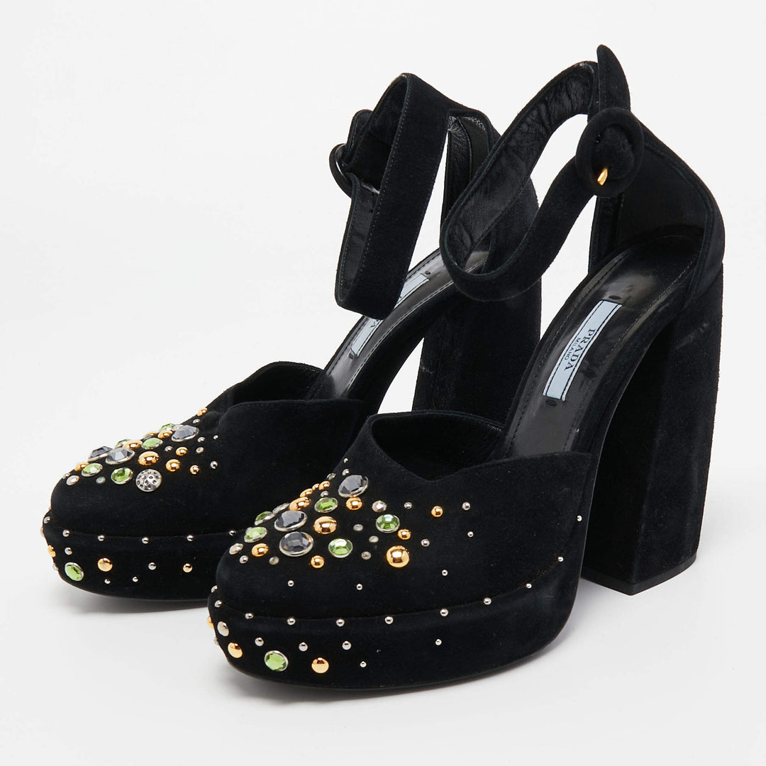 PRADA SUEDE CRYSTAL EMBELLISHED D&