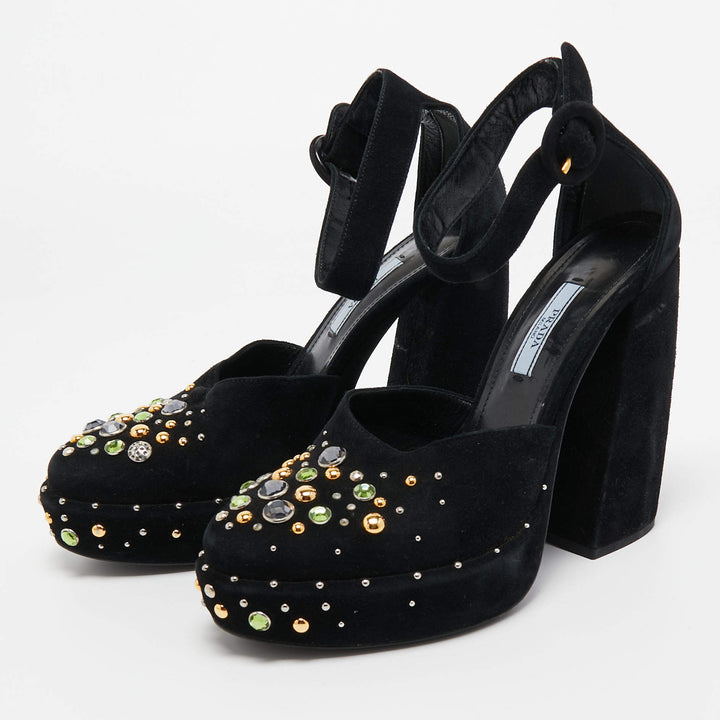 PRADA SUEDE CRYSTAL EMBELLISHED D&