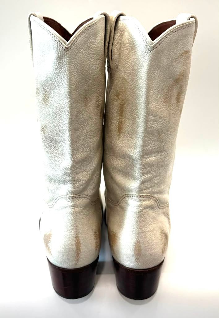PRADA DISTRESSED CALFSKIN LEATHER SHORT COWBOY BOOTS