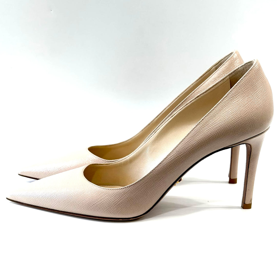 PRADA DONNA 85 SAFFIANO LEATHER PUMPS