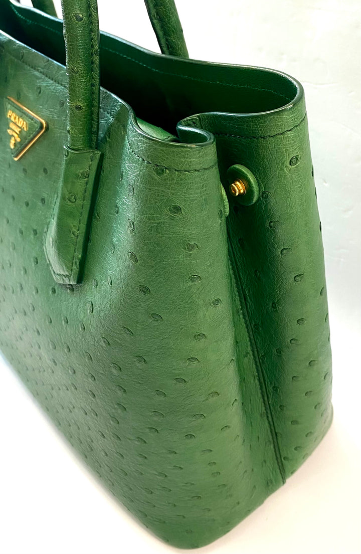 PRADA GALLERIA OSTRICH LEATHER MEDIUM TOTE BAG – Caroline's