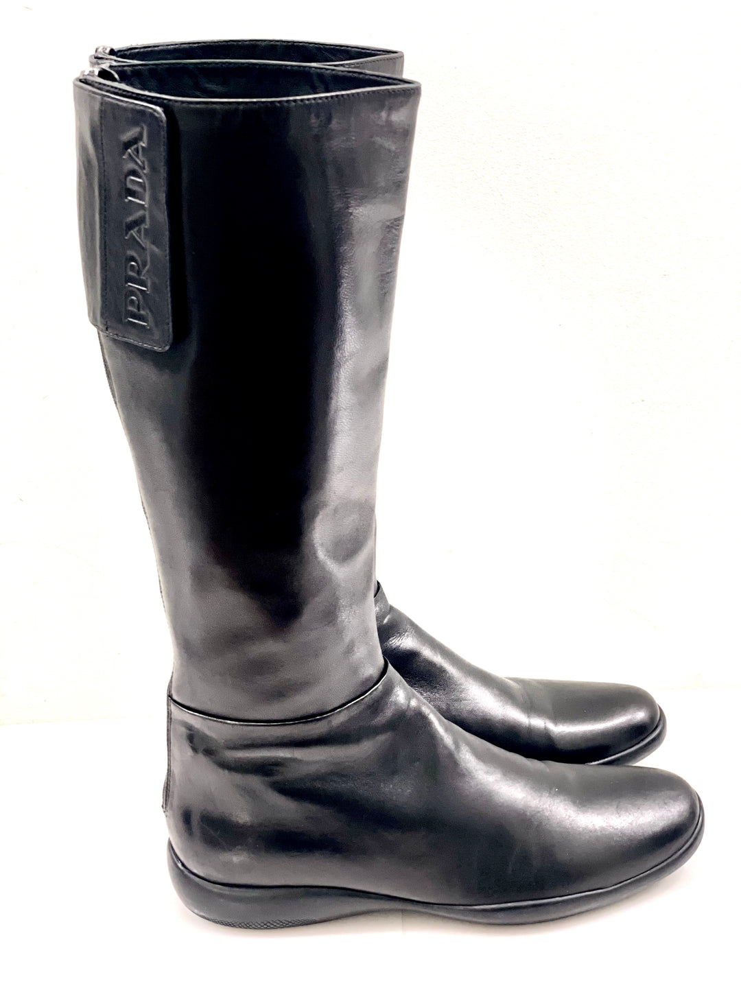 PRADA LINEA ROSSA NAPPA LEATHER TALL BOOTS