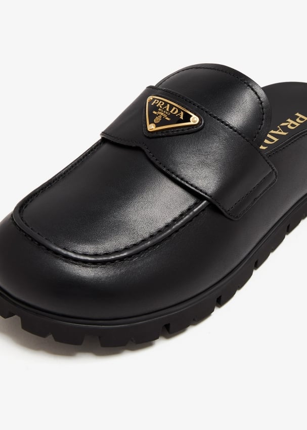 PRADA LOGO PLAQUE SLIP-ON MULES