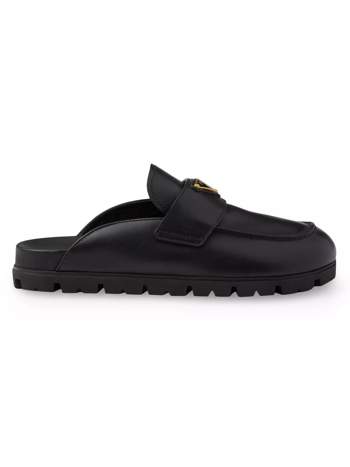 PRADA LOGO PLAQUE SLIP-ON MULES