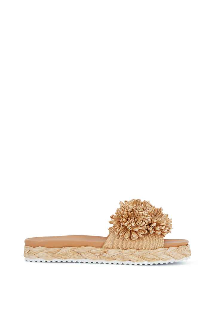 PRADA RAFFIA FLORAL PUFF ESPADRILLE MULES