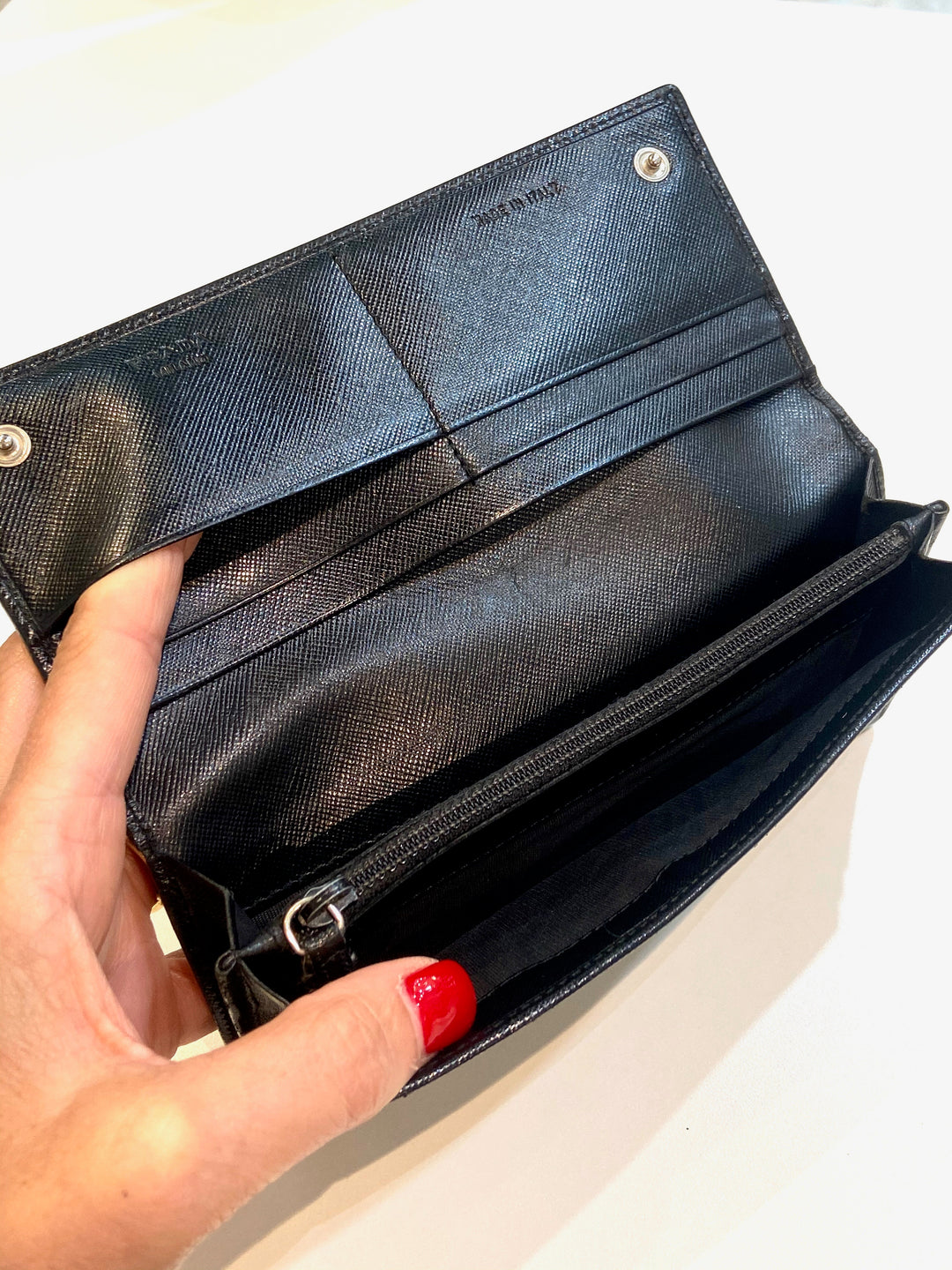 PRADA SAFFIANO LEATHER LUX VINTAGE CONTINENTAL WALLET