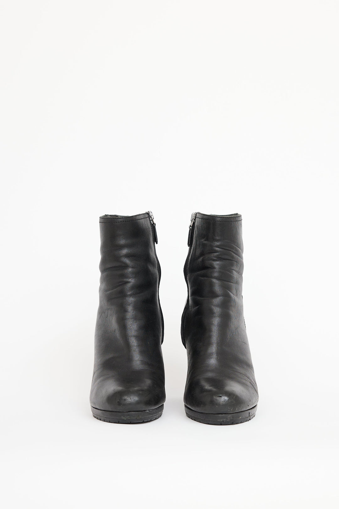 PRADA SPORT SOFT CALFSKIN LEATHER WEDGE HEEL BOOTIES