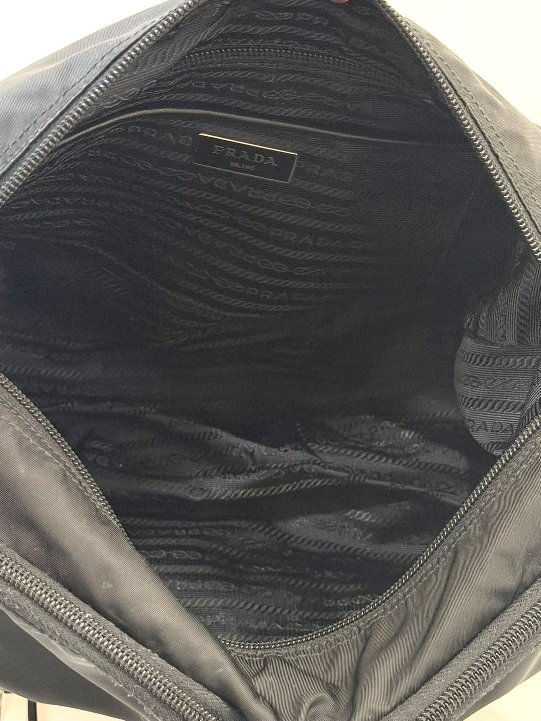 PRADA TESSUTO NYLON SAFFIANO TRIM DOUBLE BUCKLE MESSENGER BAG