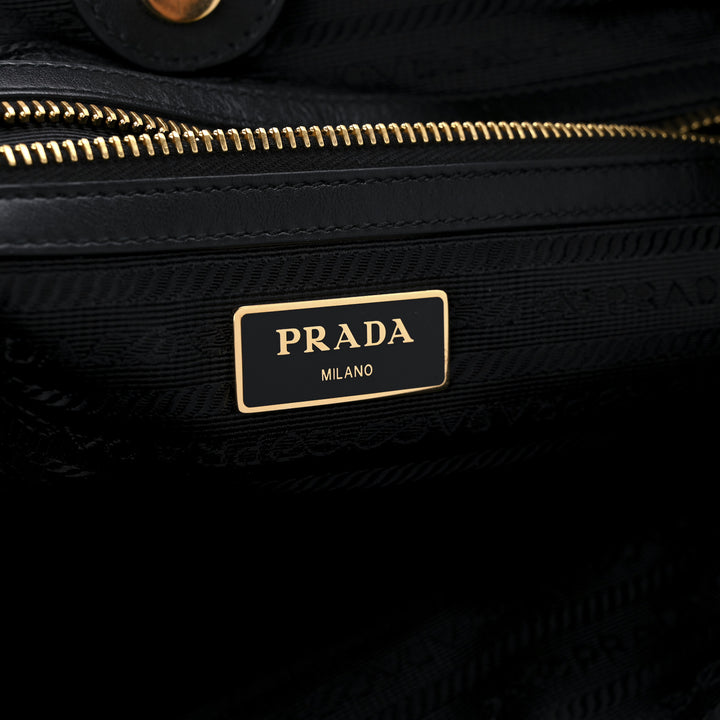 PRADA TESSUTO NYLON &amp; CALFSKIN LEATHER SHOPPING TOTE BAG