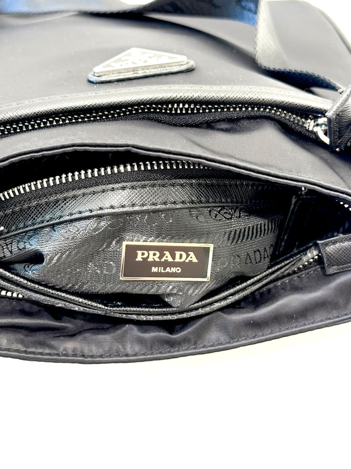 PRADA TESSUTO RE-NYLON BUCKLE MESSENGER BAG