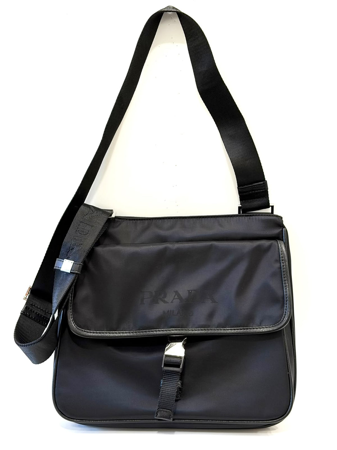 PRADA TESSUTO RE-NYLON BUCKLE MESSENGER BAG