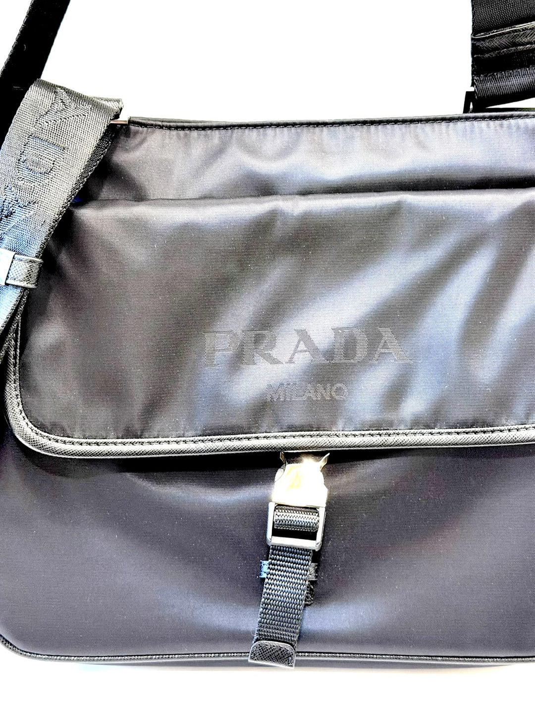 PRADA TESSUTO RE-NYLON BUCKLE MESSENGER BAG