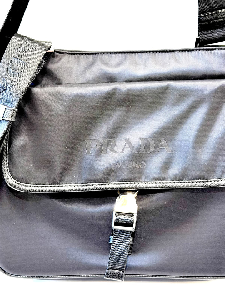 PRADA TESSUTO RE-NYLON BUCKLE MESSENGER BAG
