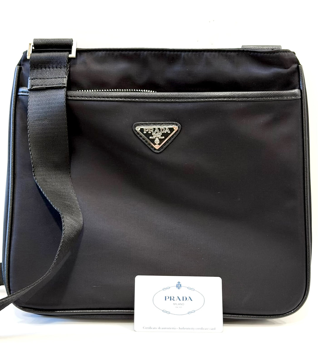 PRADA TESSUTO RE-NYLON BUCKLE MESSENGER BAG