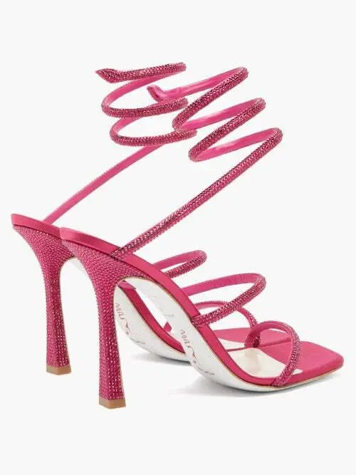 RENÉ CAOVILLA CLEO 105 CRYSTAL STUDDED SUEDE SANDALS