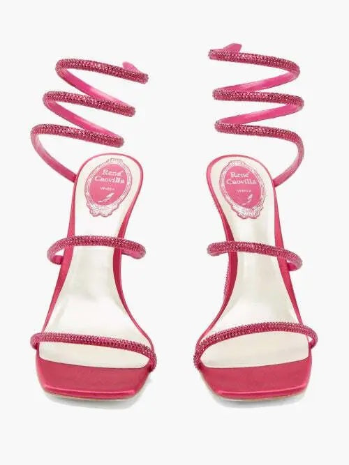 RENÉ CAOVILLA CLEO 105 CRYSTAL STUDDED SUEDE SANDALS
