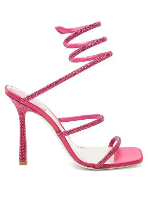 RENÉ CAOVILLA CLEO 105 CRYSTAL STUDDED SUEDE SANDALS