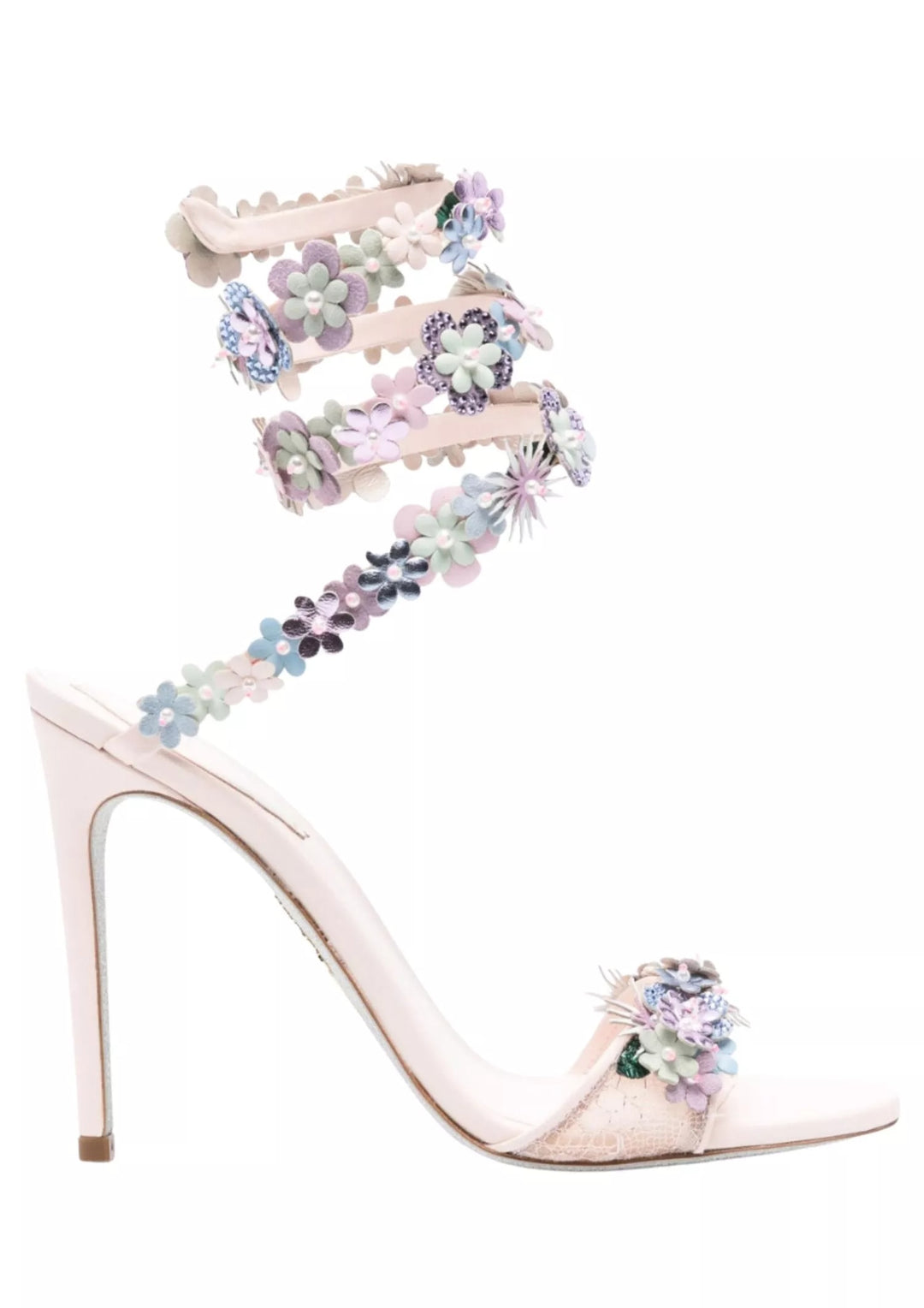 RENÉ CAOVILLA ROXANNE FLOWER APPLIQUÉ HEELED SANDALS