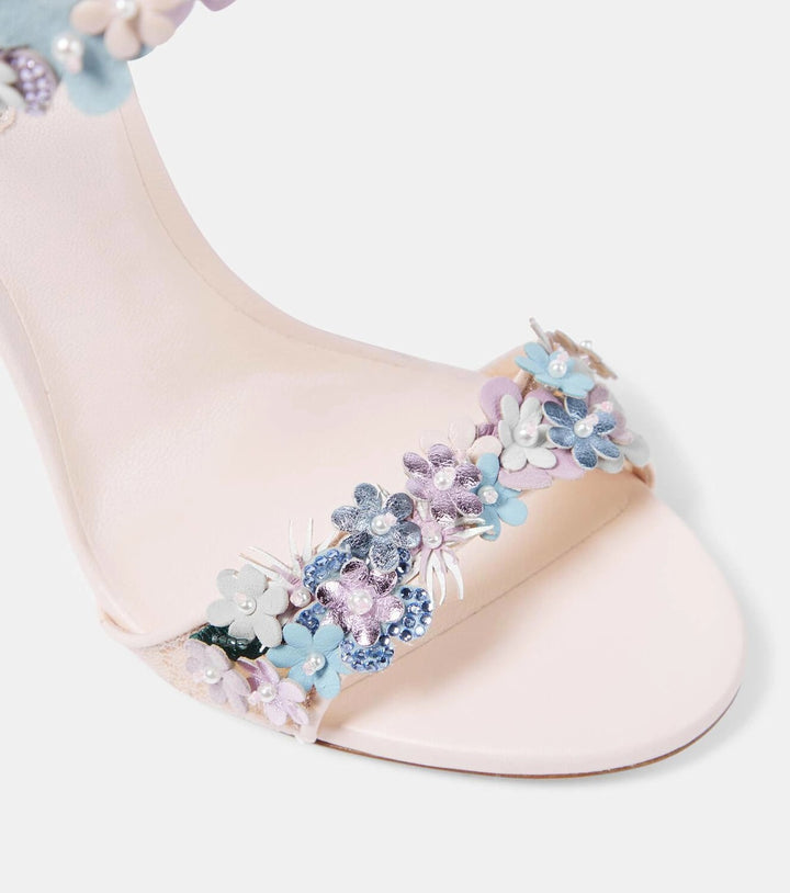 RENÉ CAOVILLA ROXANNE FLOWER APPLIQUÉ HEELED SANDALS