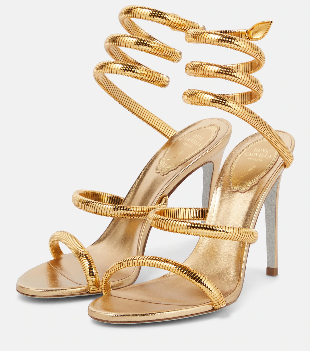 RENÉ CAOVILLA JUNIPER 105 CHAIN WRAP LEATHER SANDALS