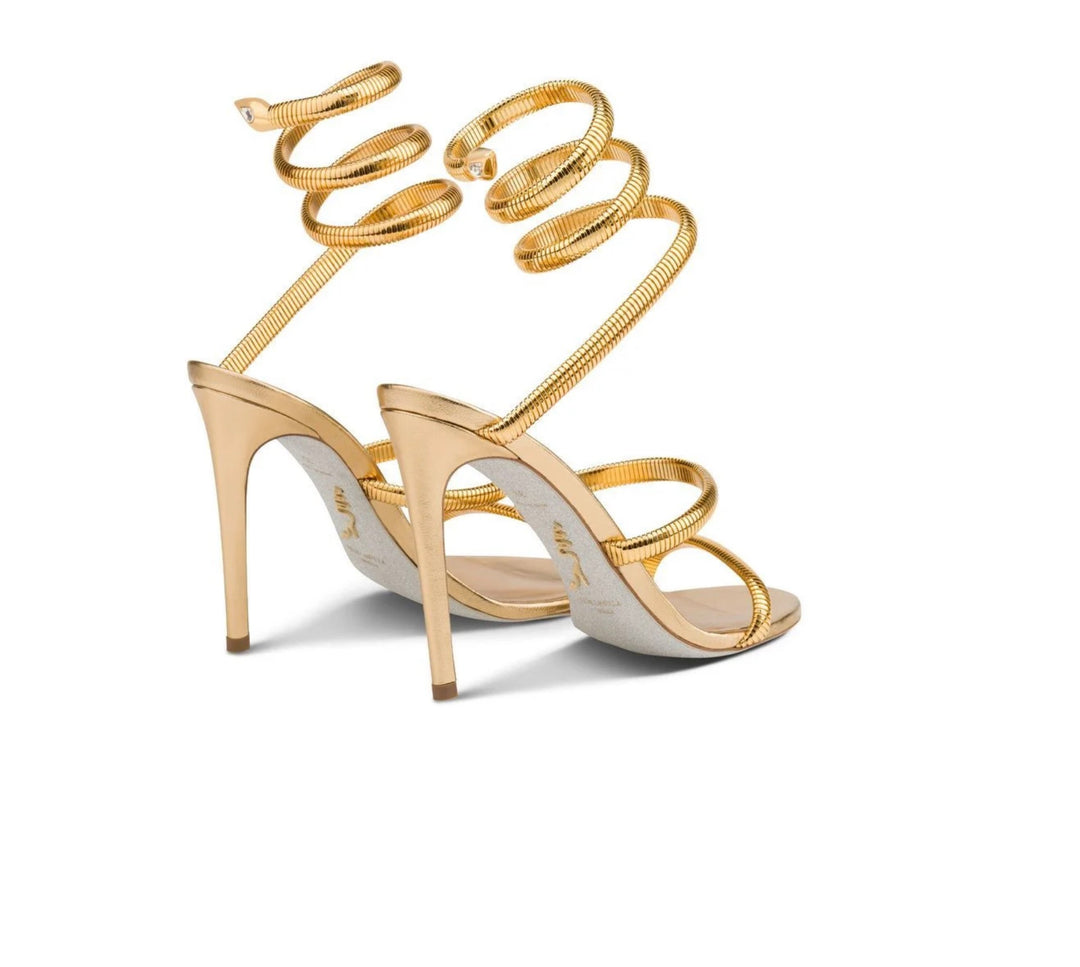 RENÉ CAOVILLA JUNIPER 105 CHAIN WRAP LEATHER SANDALS
