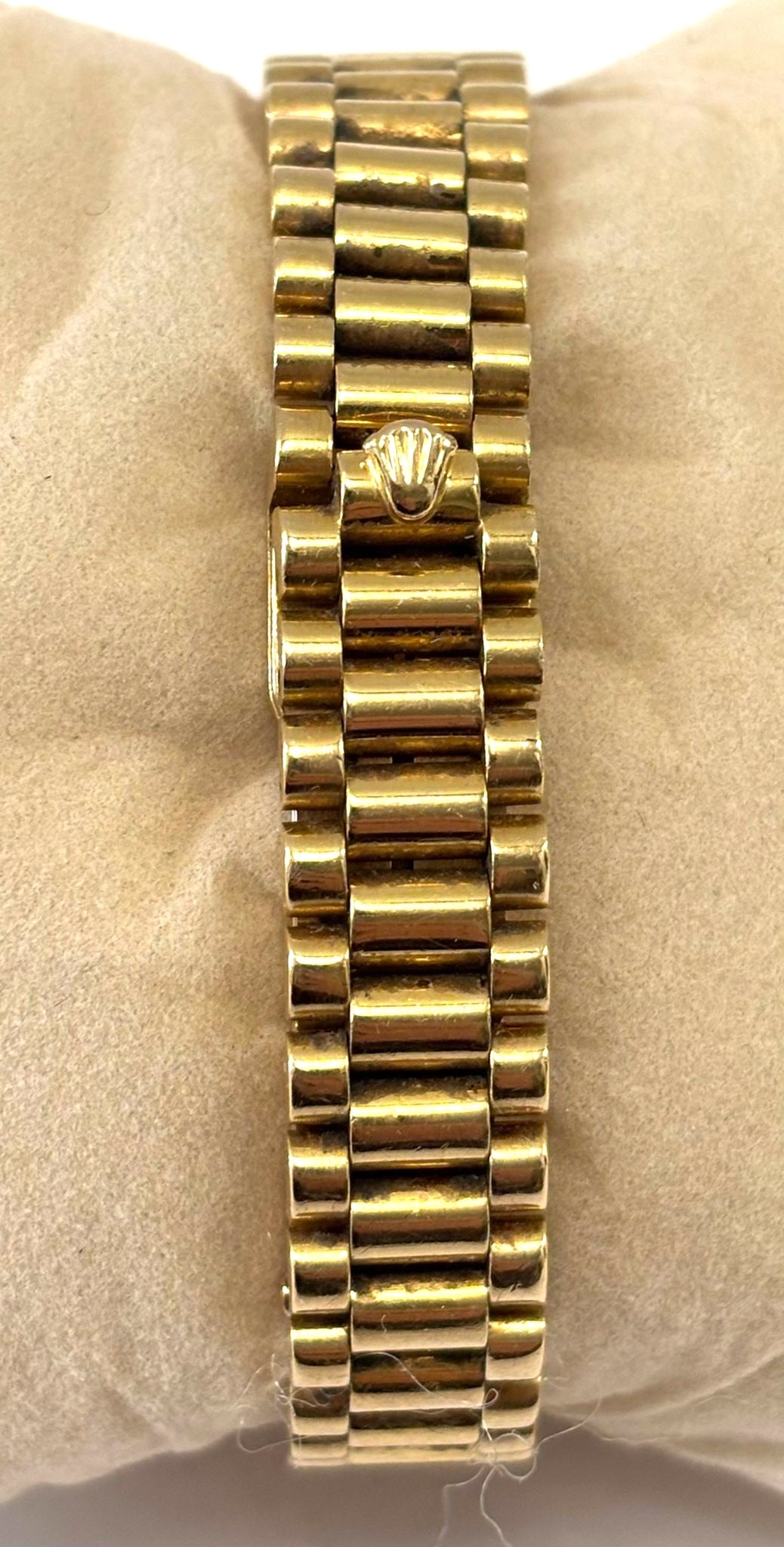 ROLEX DATEJUST 18K GOLD DIAMOND &amp; SAPPHIRE BEZEL PRESIDENT 26 MM WATCH