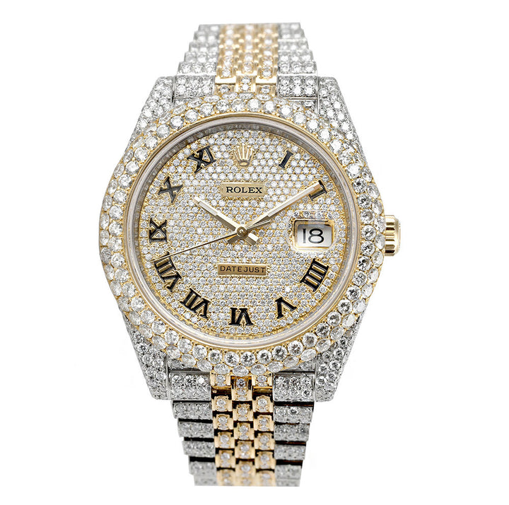 ROLEX DATEJUST 36MM CUSTOM DIAMONDS TWO-TONE STAINLESS STEEL 18K GOLD WATCH