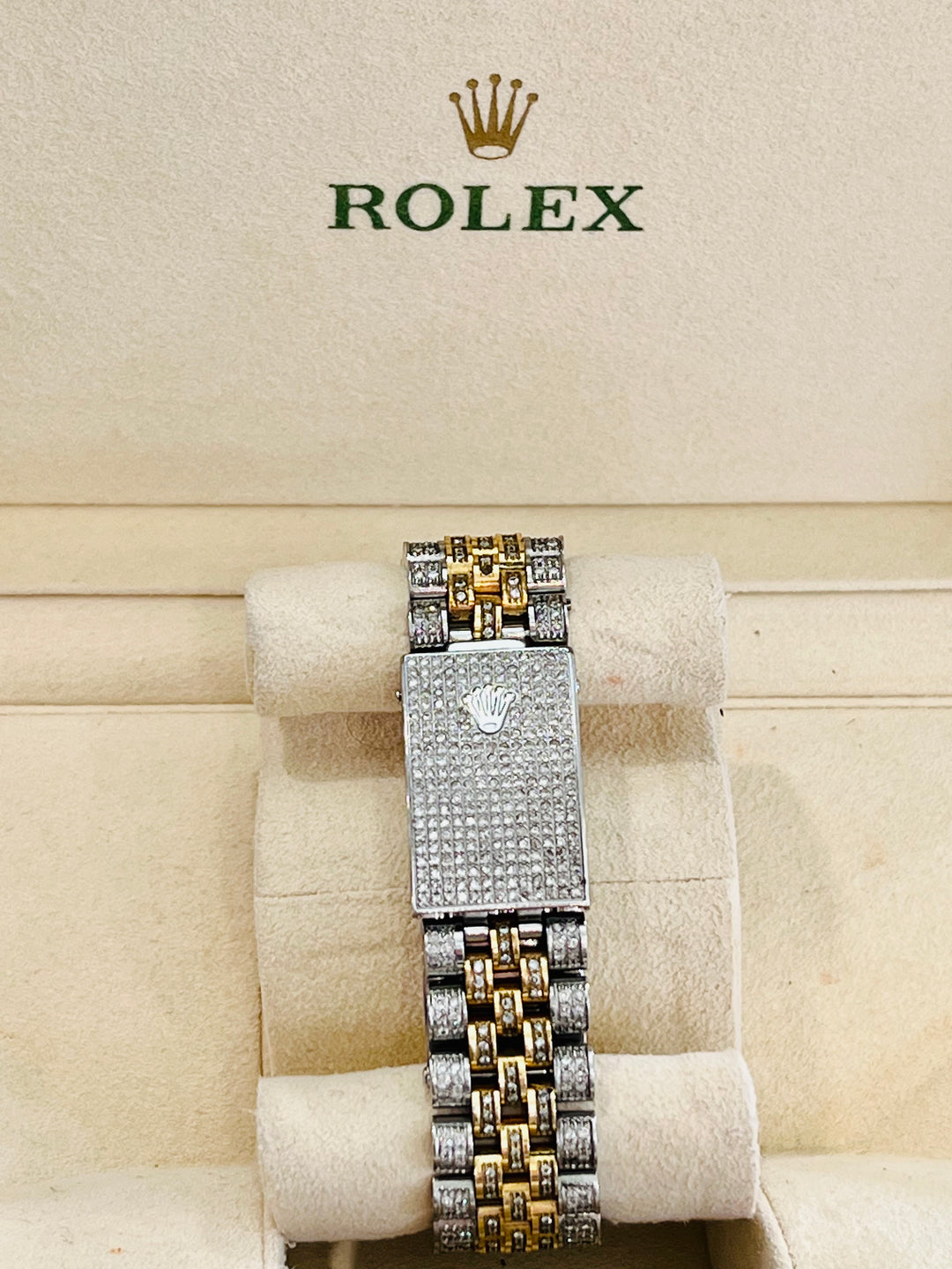 ROLEX DATEJUST 36MM CUSTOM DIAMONDS TWO-TONE STAINLESS STEEL 18K GOLD WATCH