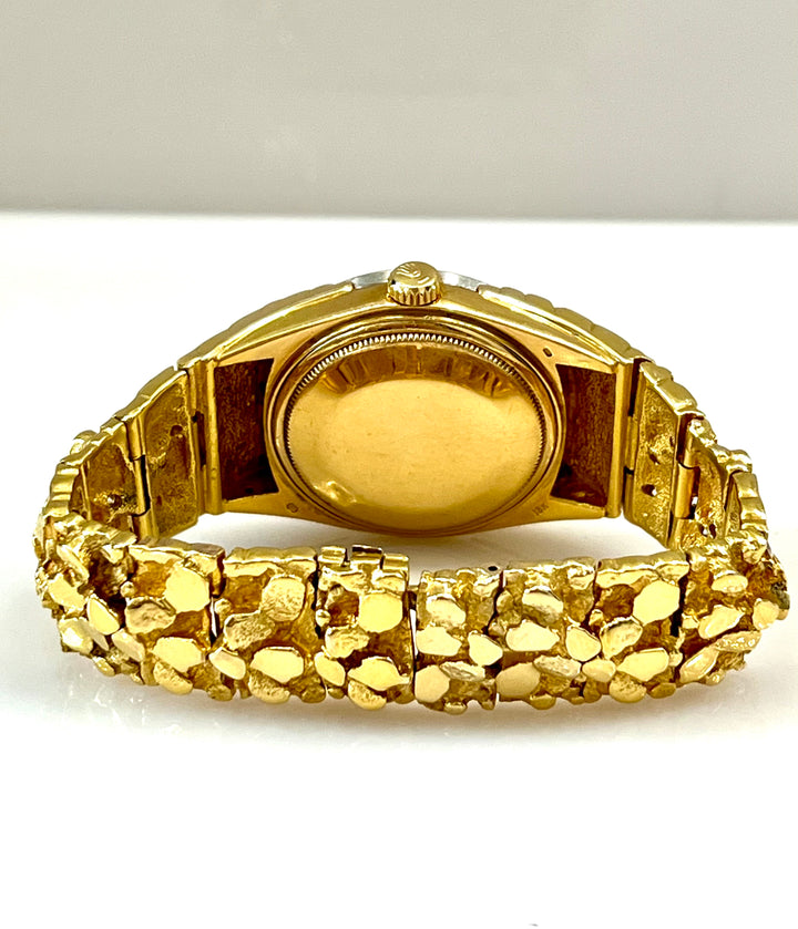 ROLEX DAY DATE PRESIDENTIAL NUGGET 18K GOLD DIAMOND BEZEL WATCH