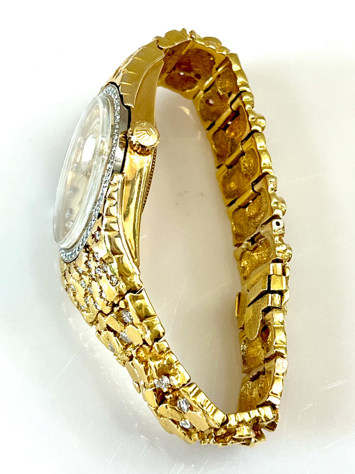ROLEX DAY DATE PRESIDENTIAL NUGGET 18K GOLD DIAMOND BEZEL WATCH