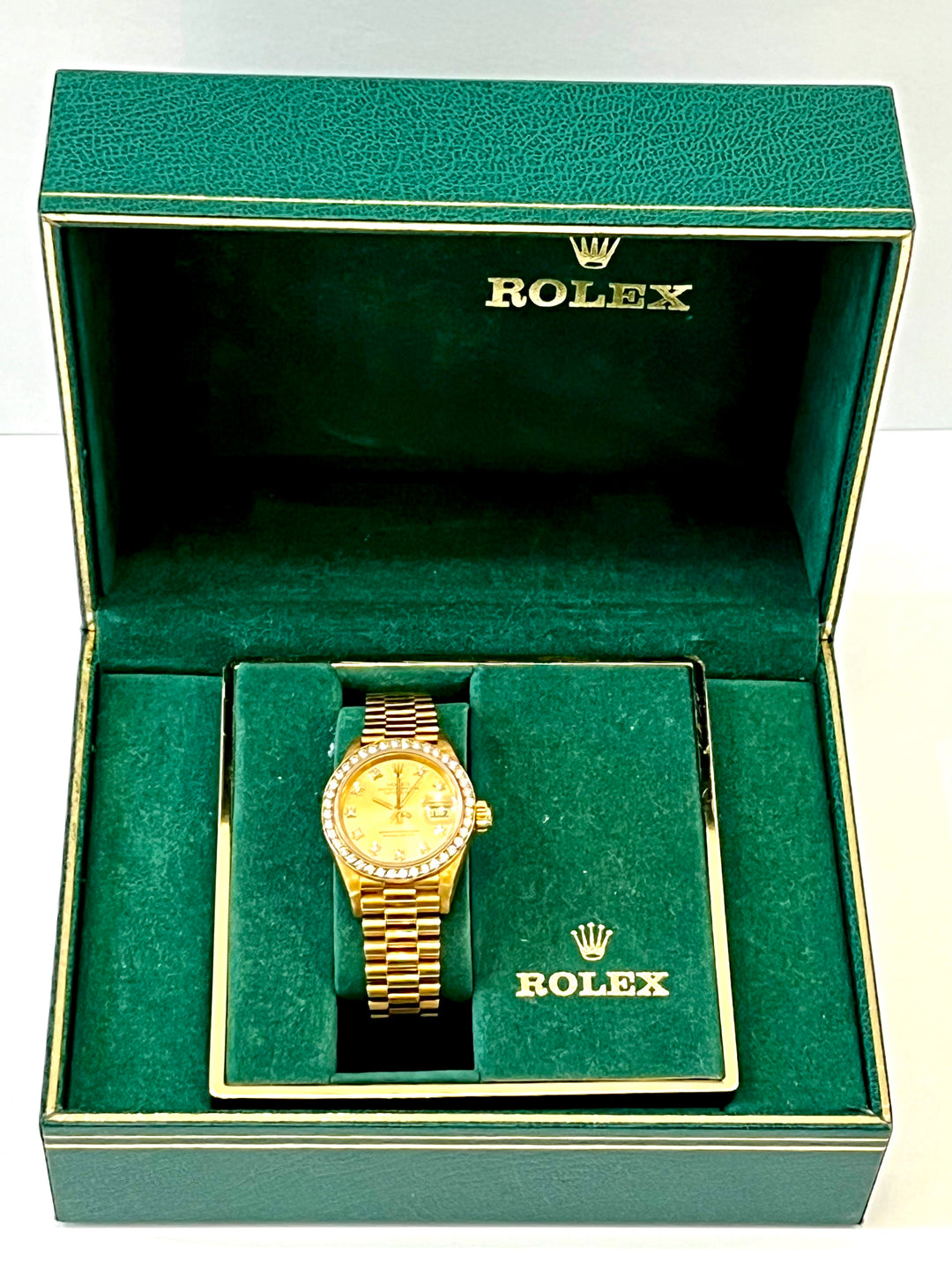 ROLEX 18K GOLD PRESIDENTIAL DATEJUST 26MM DIAMONDS WATCH