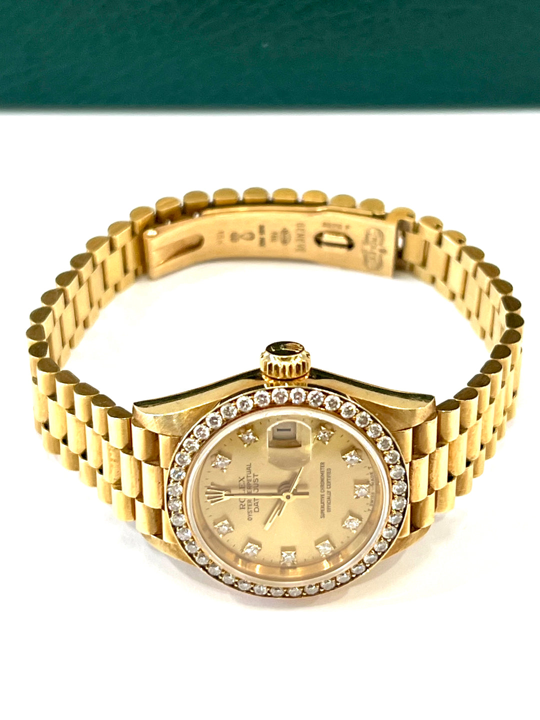 ROLEX 18K GOLD PRESIDENTIAL DATEJUST 26MM DIAMONDS WATCH