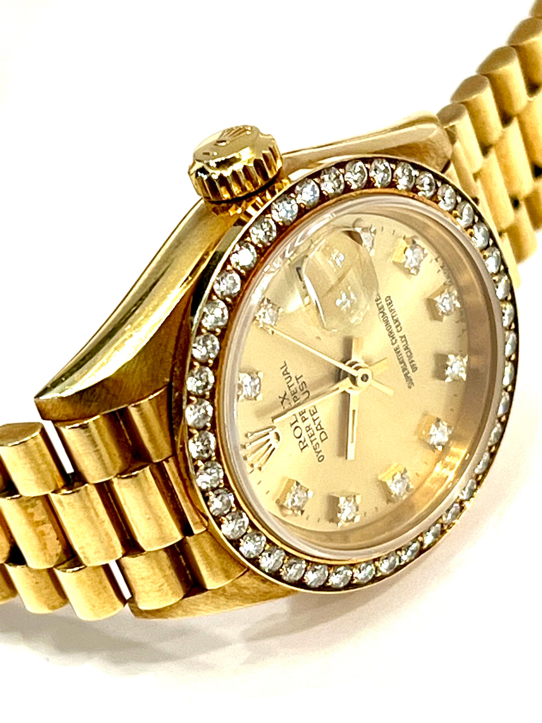 ROLEX 18K GOLD PRESIDENTIAL DATEJUST 26MM DIAMONDS WATCH