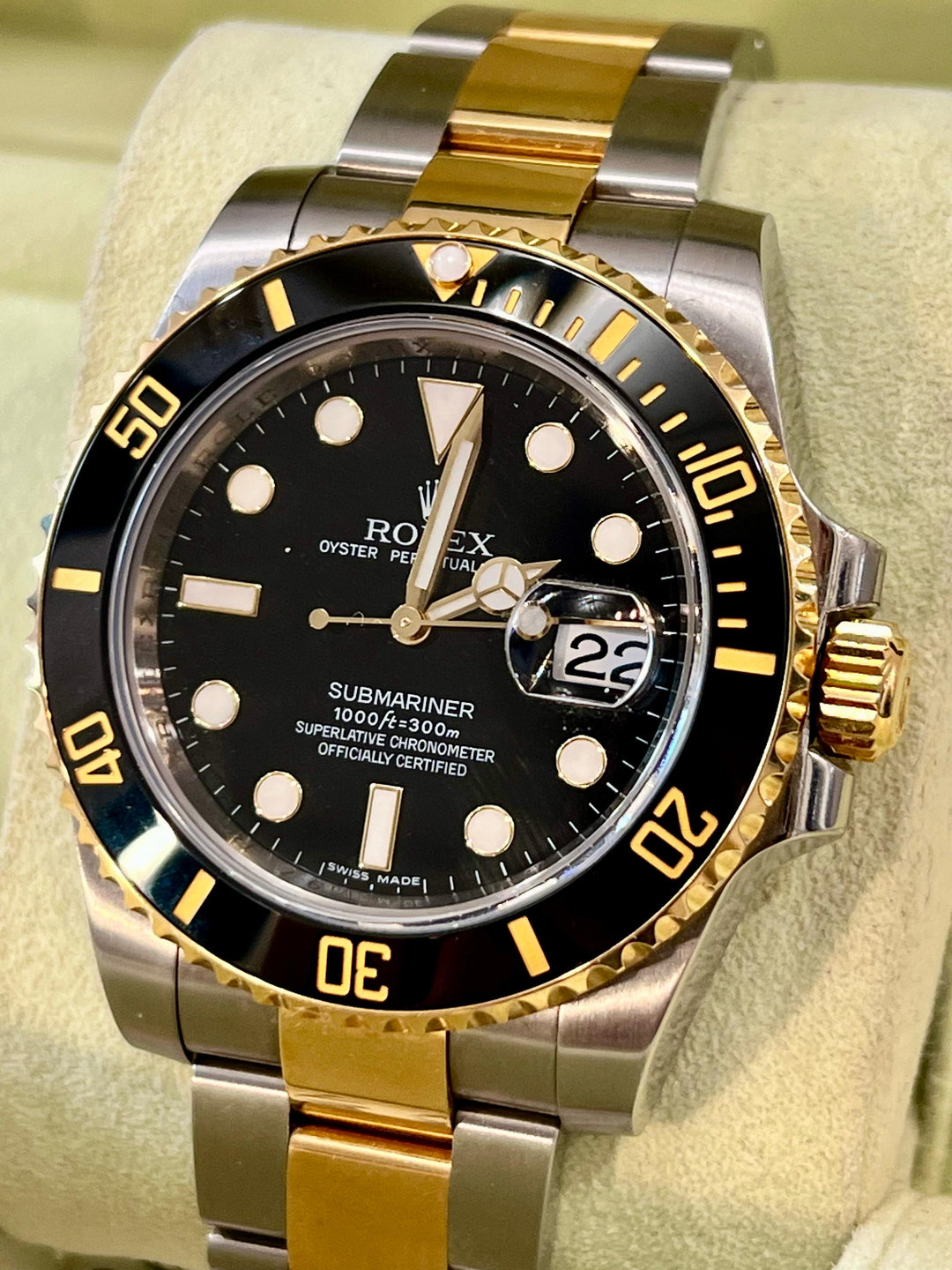 ROLEX SUBMARINER DATE STAINLESS STEEL &amp; 18K GOLD 41MM WATCH