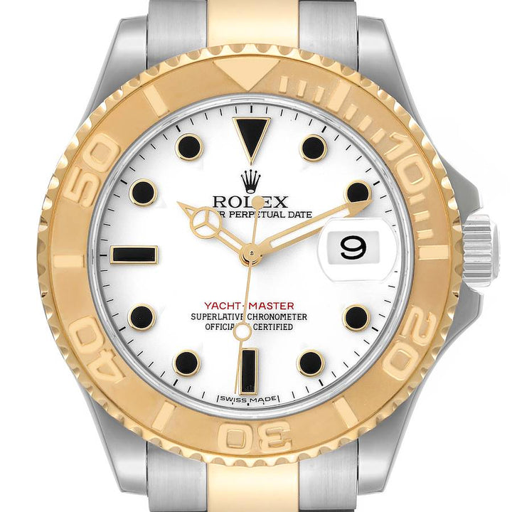 ROLEX YACHT-MASTER WHITE 18K YELLOW GOLD SS 40MM WATCH
