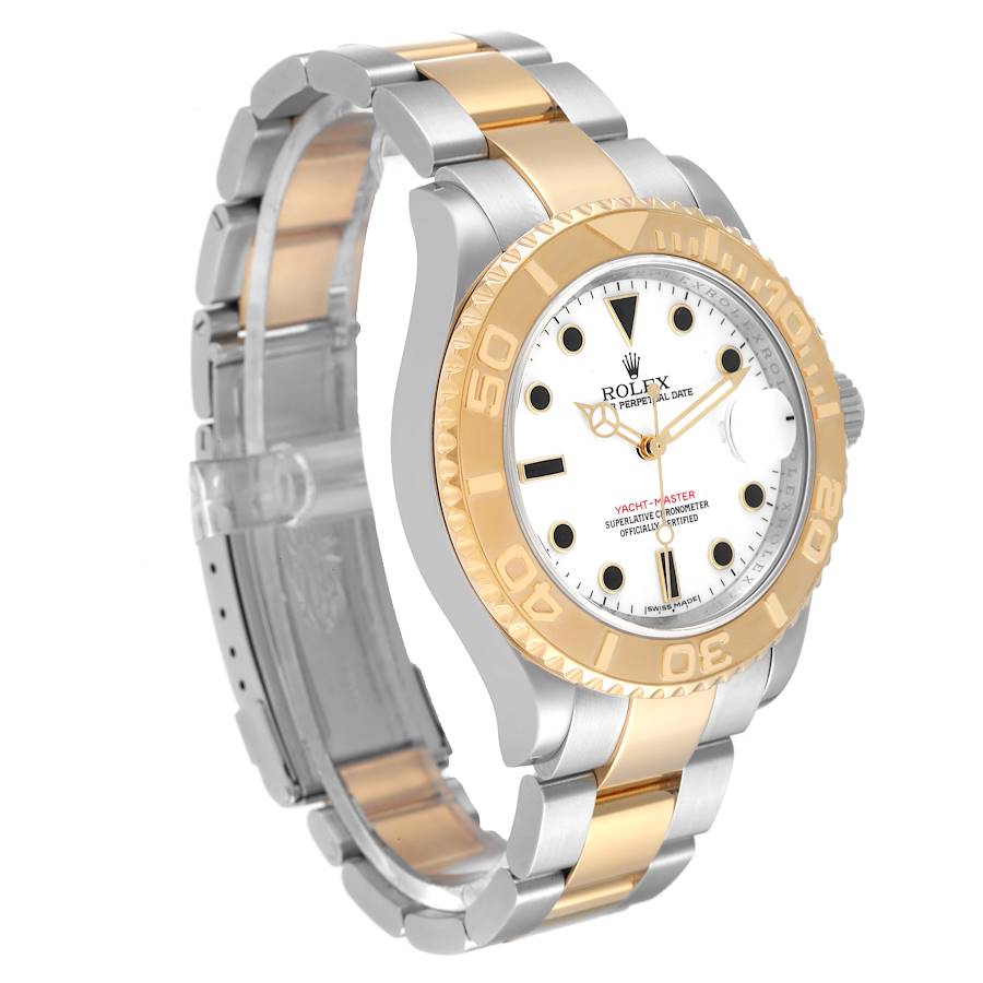 ROLEX YACHT-MASTER WHITE 18K YELLOW GOLD SS 40MM WATCH