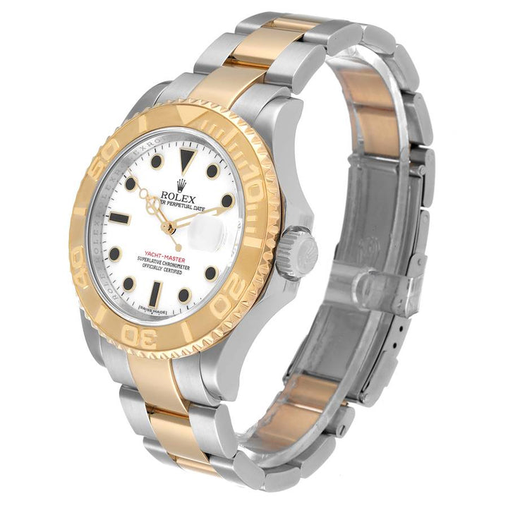 ROLEX YACHT-MASTER WHITE 18K YELLOW GOLD SS 40MM WATCH