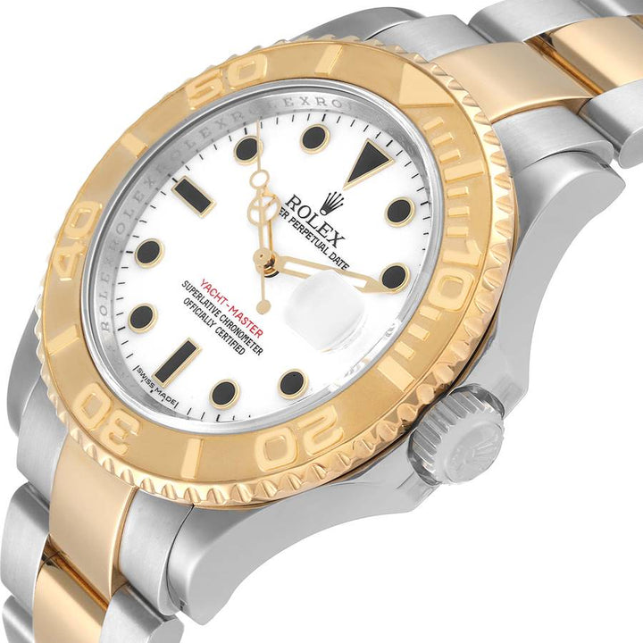 ROLEX YACHT-MASTER WHITE 18K YELLOW GOLD SS 40MM WATCH