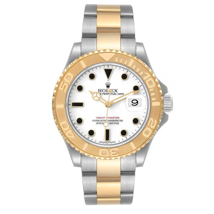 ROLEX YACHT-MASTER WHITE 18K YELLOW GOLD SS 40MM WATCH