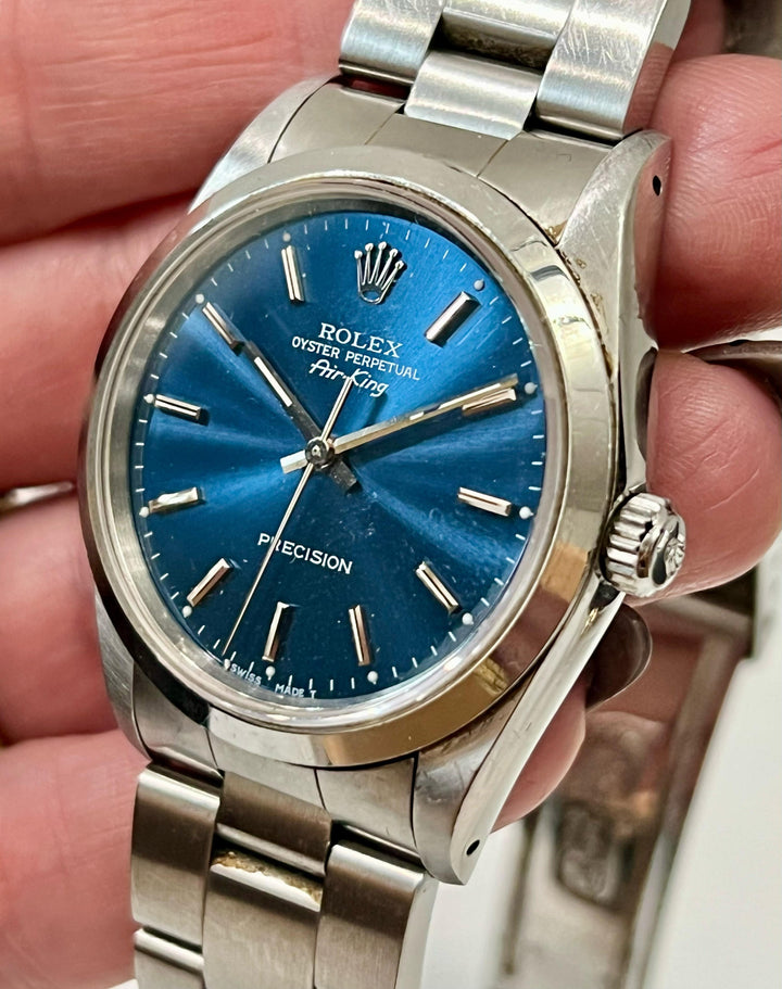 ROLEX OYSTER PERPETUAL AIR KING BLUE DIAL WATCH 14000M
