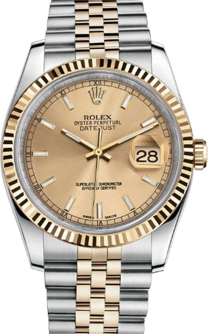 ROLEX DATEJUST 36 GOLD AND STEEL WATCH