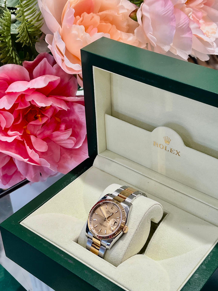 ROLEX DATEJUST 36 GOLD AND STEEL WATCH