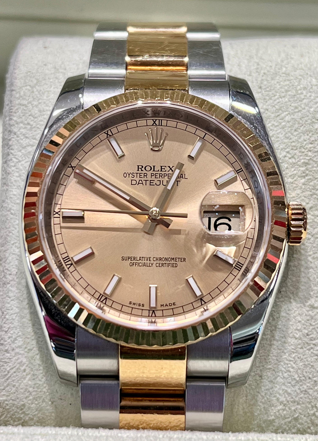 ROLEX DATEJUST 36 GOLD AND STEEL WATCH