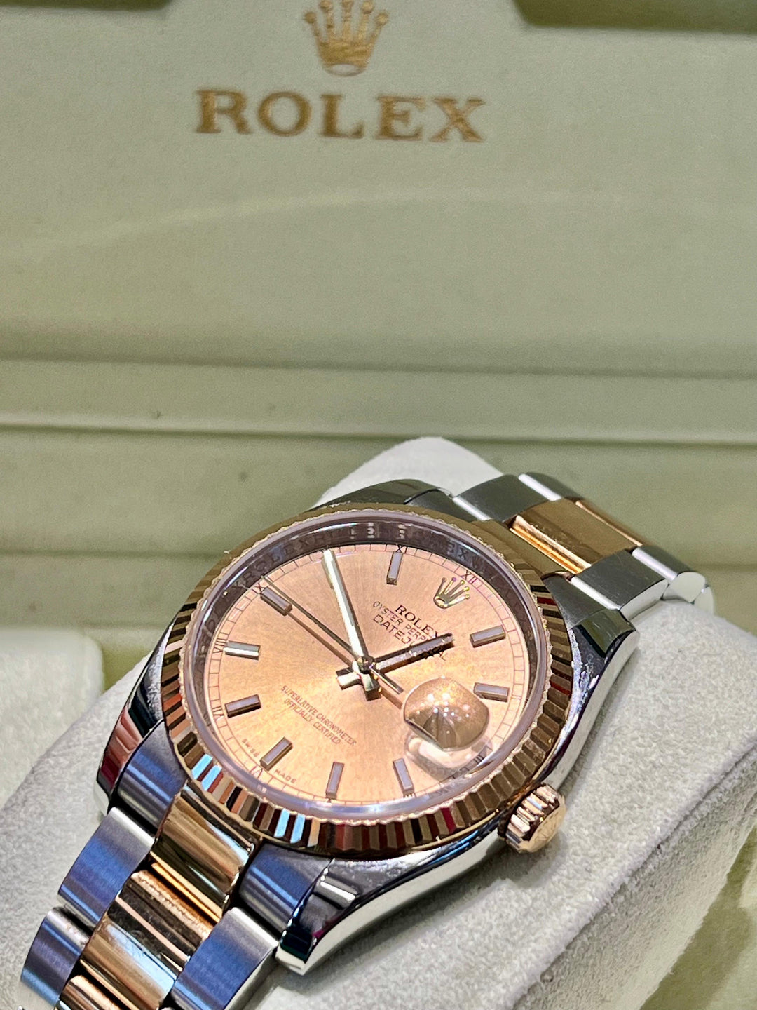 ROLEX DATEJUST 36 GOLD AND STEEL WATCH