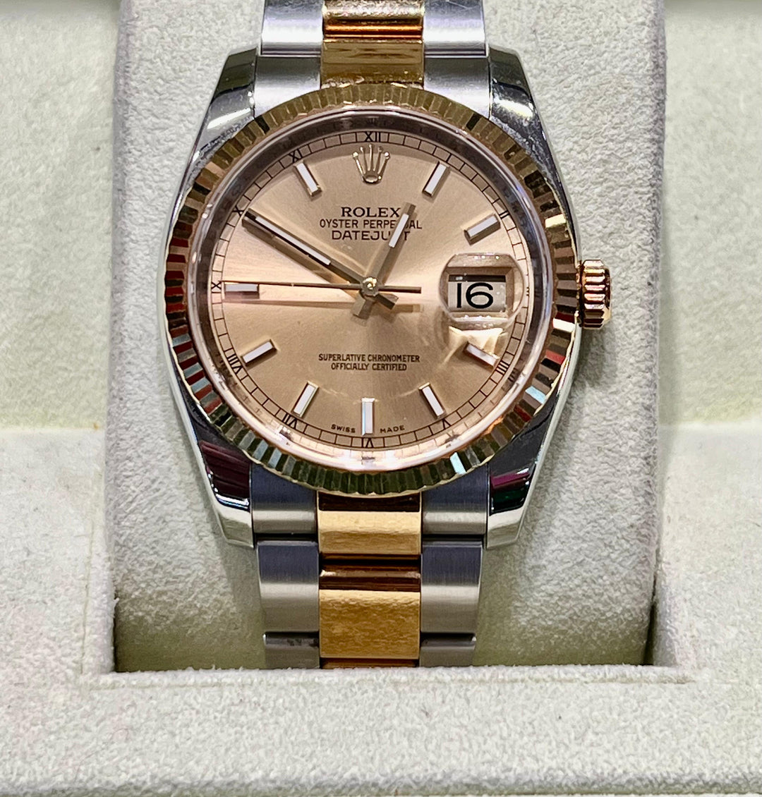 ROLEX DATEJUST 36 GOLD AND STEEL WATCH