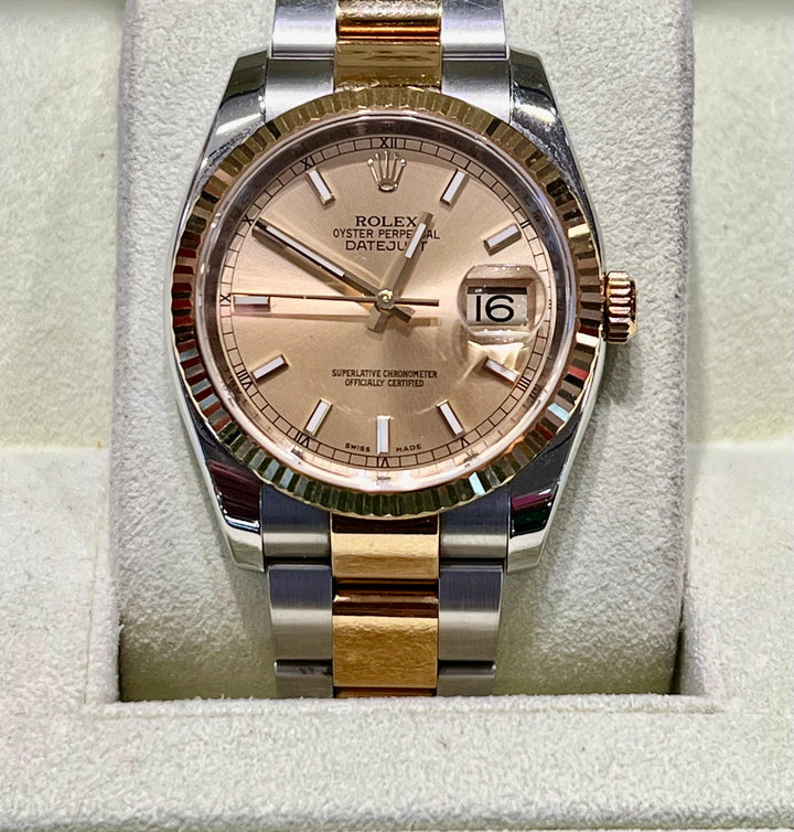ROLEX DATEJUST 36 GOLD AND STEEL WATCH