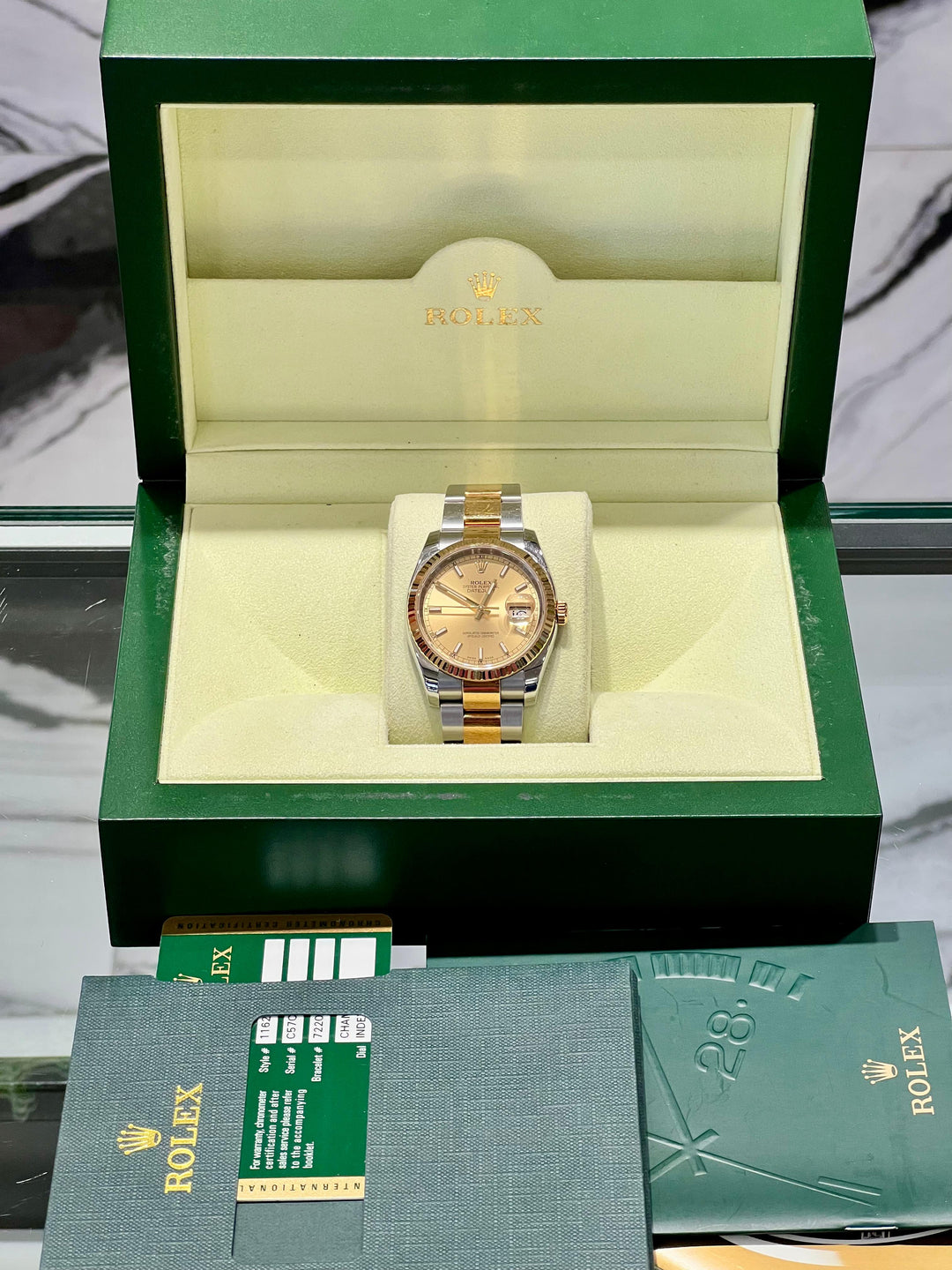 ROLEX DATEJUST 36 GOLD AND STEEL WATCH