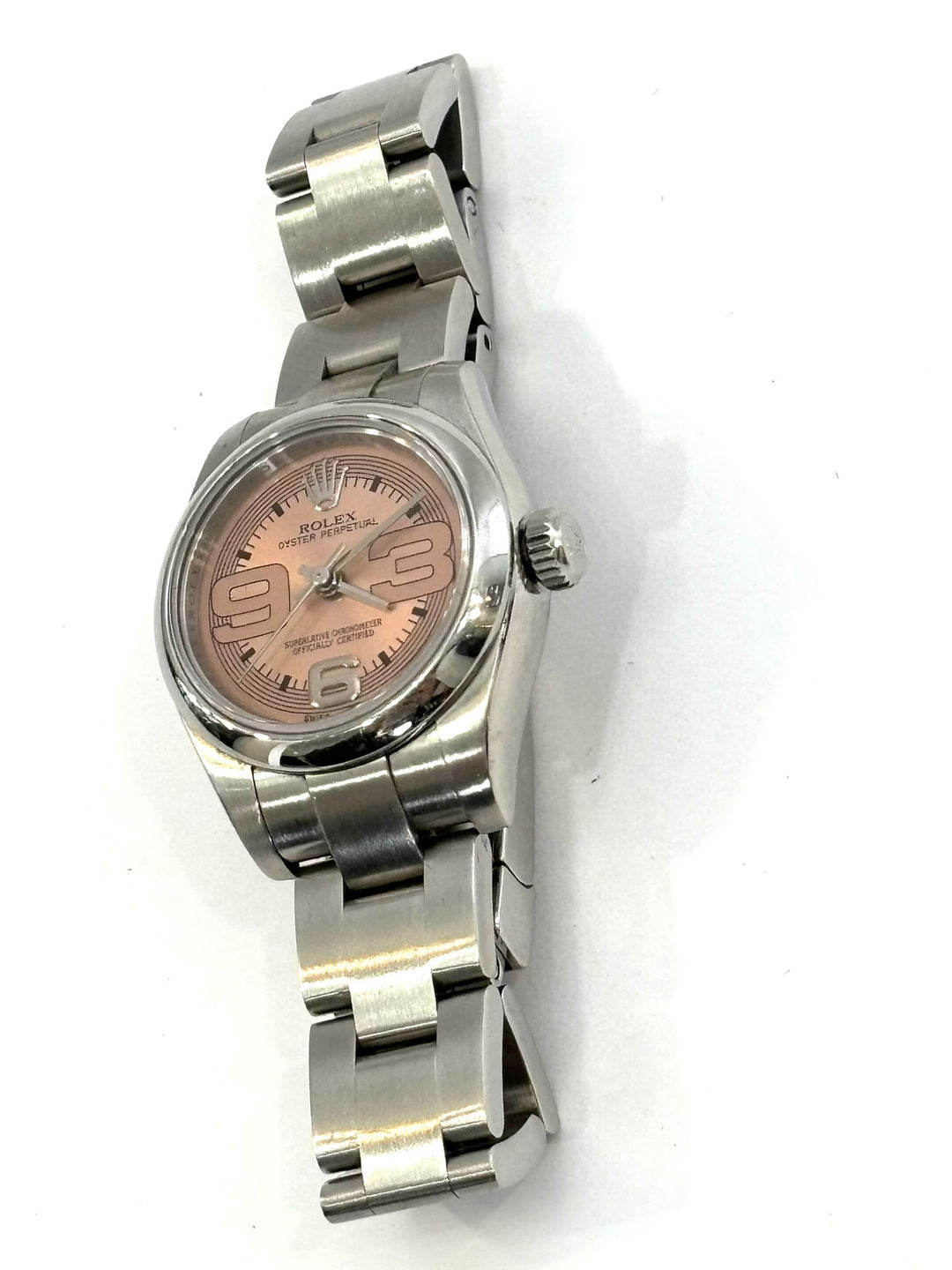 ROLEX OYSTER PERPERTUAL ELEGANT PINK DIAL WATCH