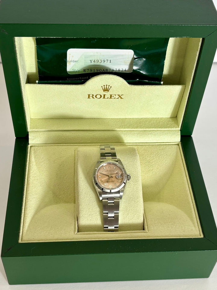 ROLEX OYSTER PERPETUAL DATE SALMON DIAL 26MM 79190 WATCH