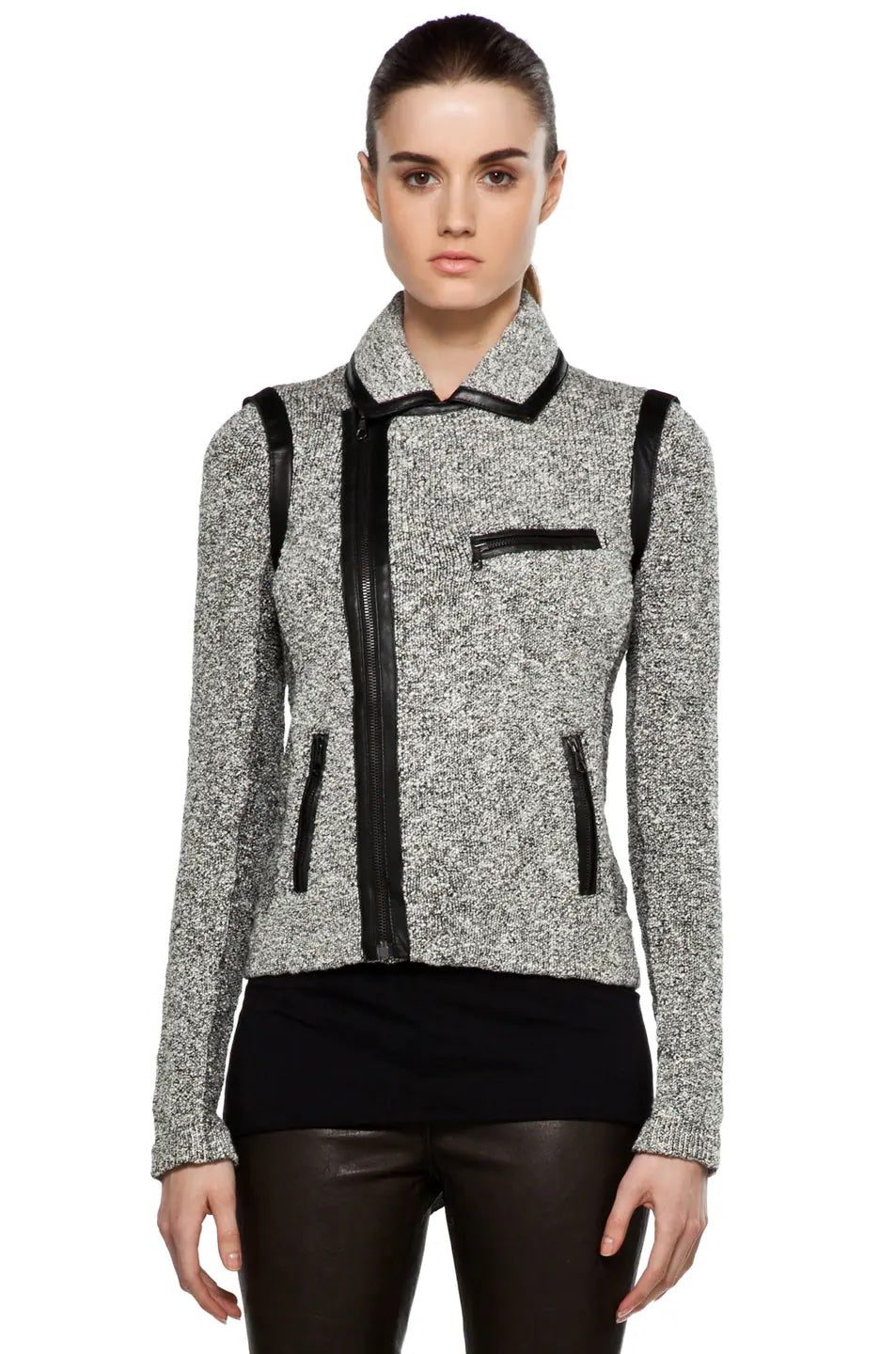 RAG &amp; BONE HART TWEED MOTO ZIP BIKER JACKET